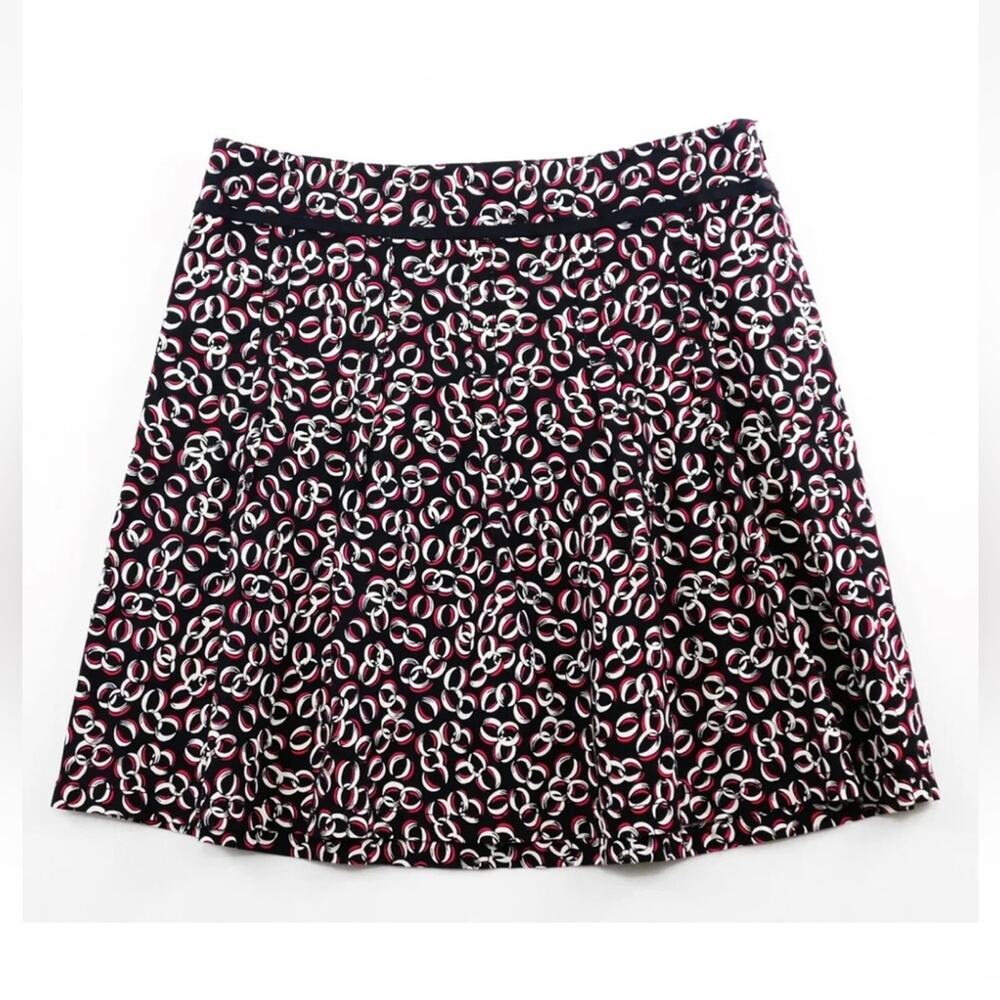 Ann Taylor Loft Black, Pink and White Chain Print Pleated Skirt, EUC, Size 4